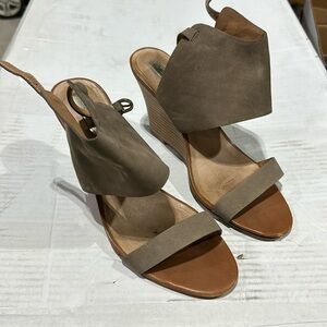 Halogen wedges, brown suede, size 8.5